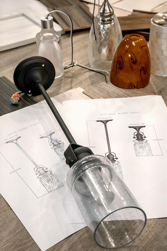 Design sketches of pendant light for Jayco RV