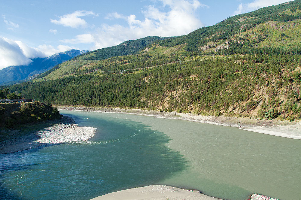 The Thompson River joins the silt-laden Fraser River at Lytton, British Columbia.