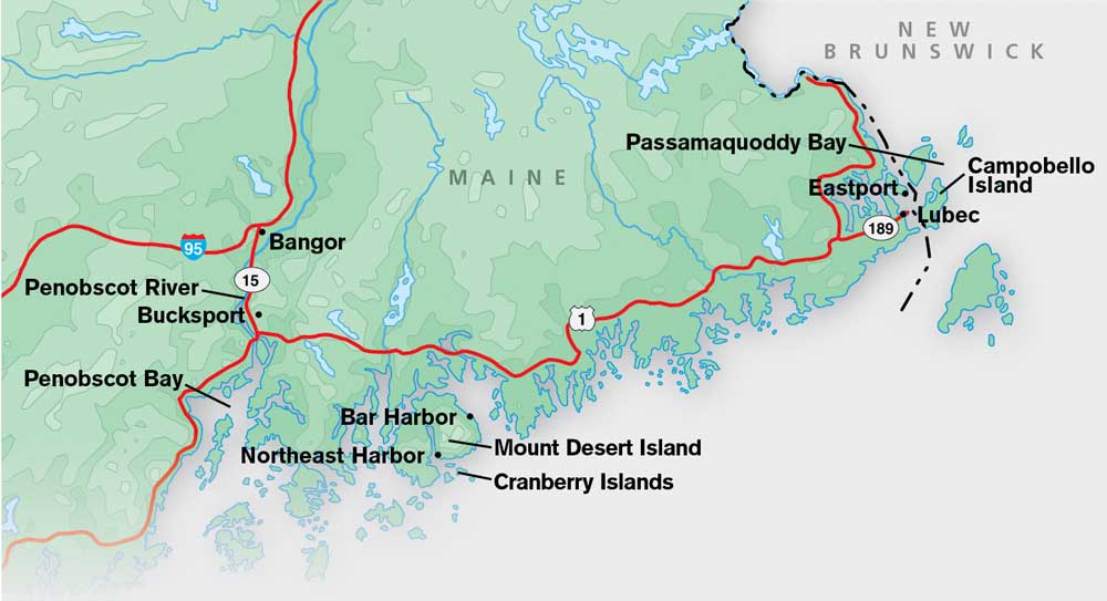 Map of eastern Maine