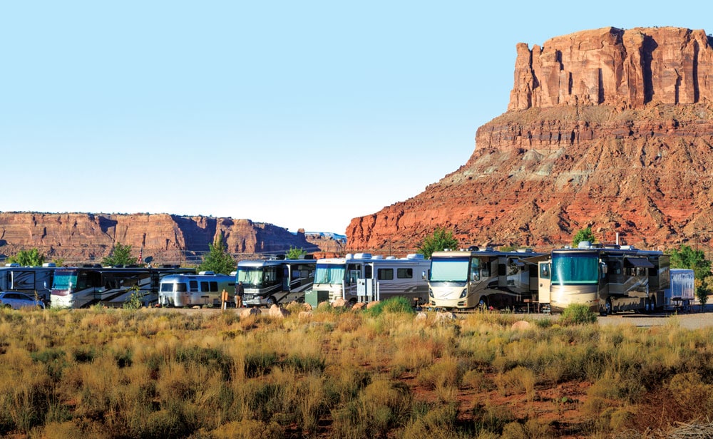 Archview RV Resort & Campground’s premium pull-through sites offer plenty of space for big rigs and their toys.
