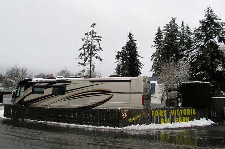 Fort Victoria RV Park in snow