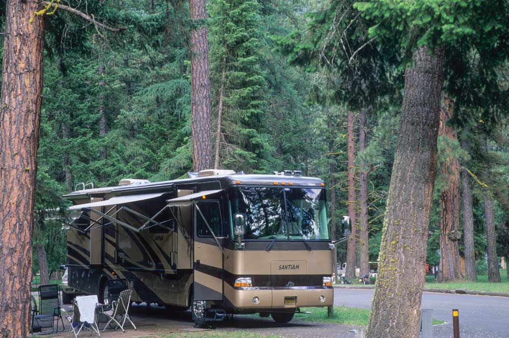 Wallowa Lake State Park offers 121 full-hookup sites (36 of which are pull-through) and a dump station.