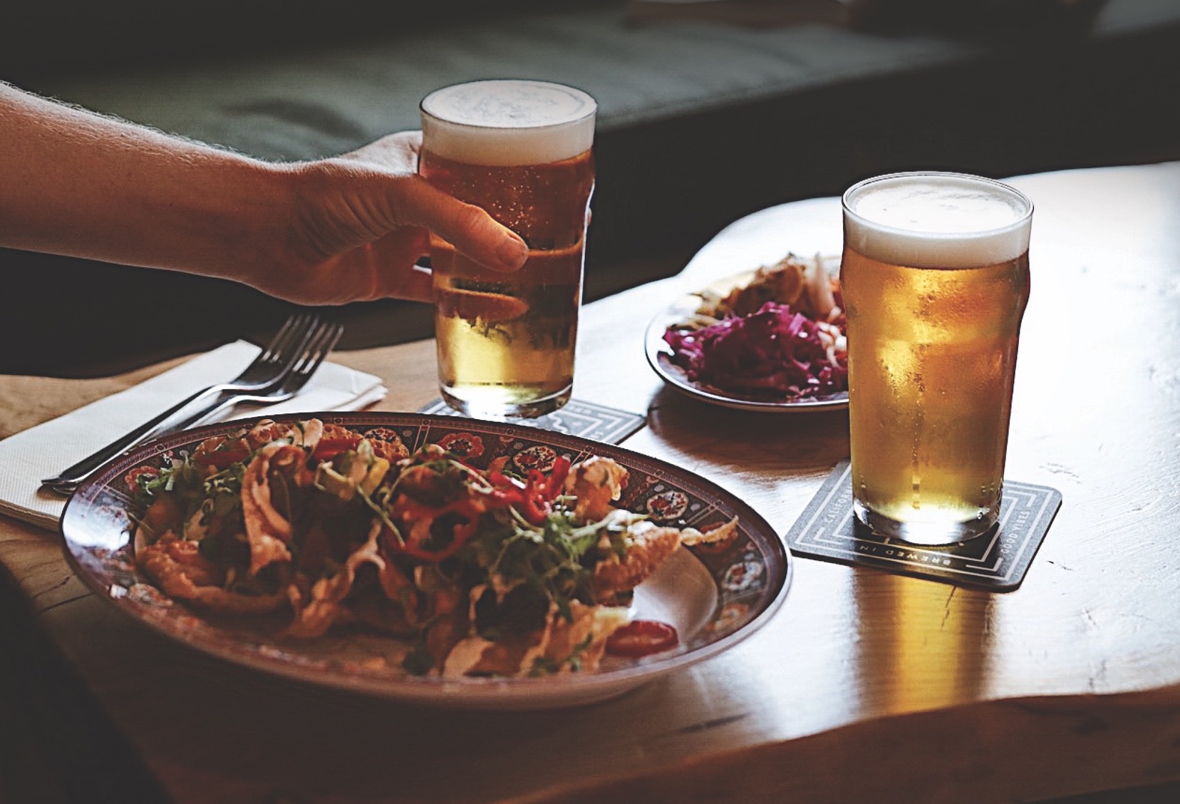 appetizer and beer