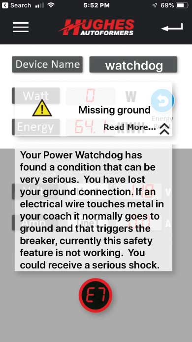 the app generates a notification on a smart device, and a very detailed message appears in the app.