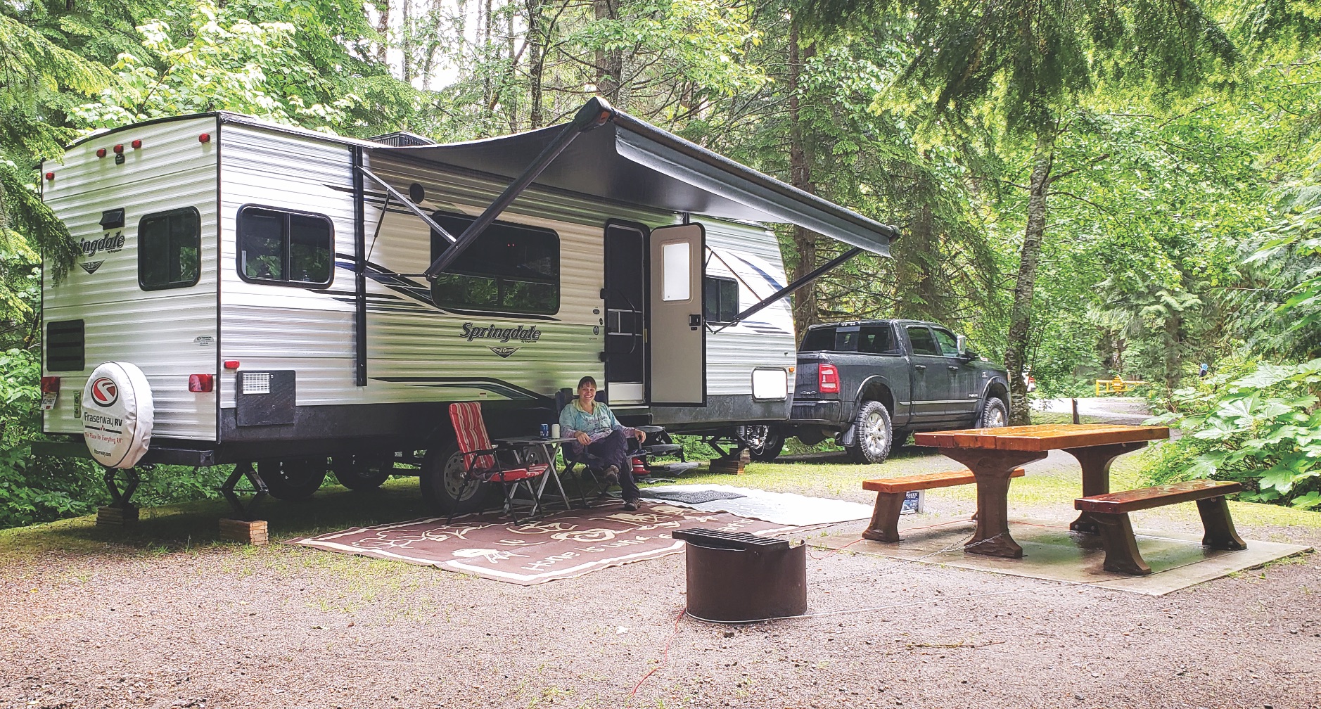Women RVer at a campground