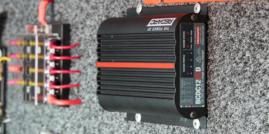 Black DC-to-DC charger installed