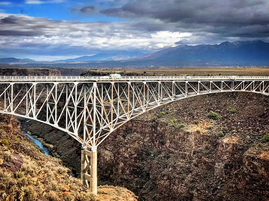 Rio Grande Gorge, New Mexico, with Cate Battle's Argosy trailer