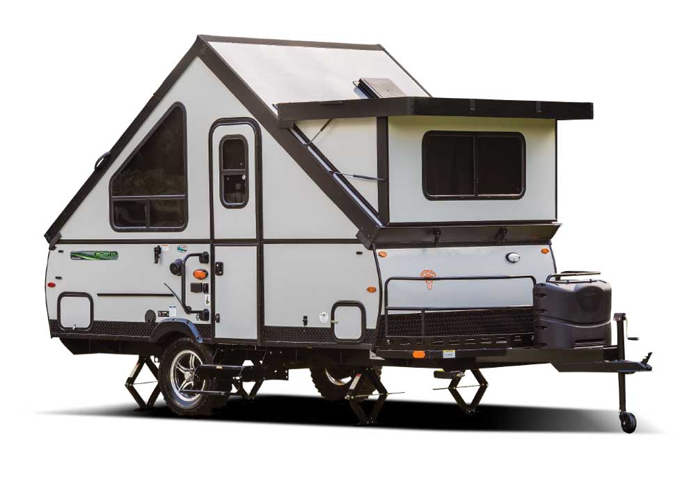 Exterior photo of Rockwood a-frame trailer in raised position