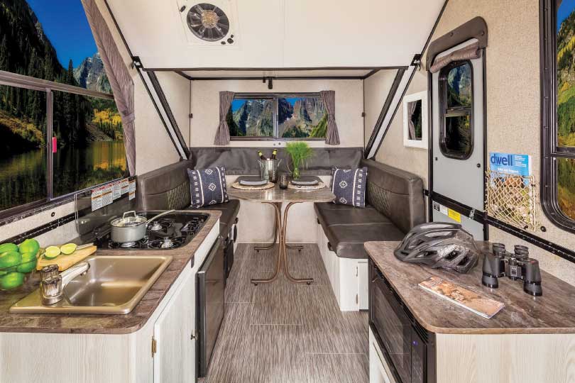 Interior photo of Rockwood a-frame trailer