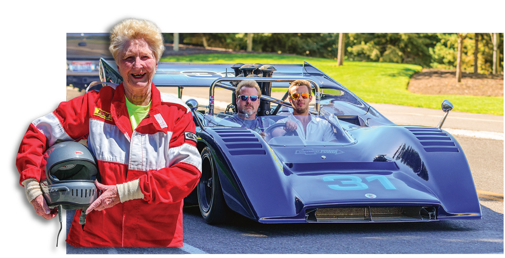 The one-of-a-kind Sun Valley Road Rally is a fun-filled race full of exotic cars and daring drivers, including (left) one spunky grandma.