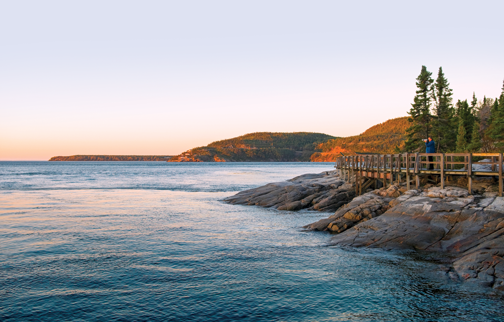 The Saguenay River flows into the St. Lawrence next to the village of Tadoussac. To appreciate the area’s natural beauty — and possibly glimpse a whale — take a stroll along the boardwalk.
