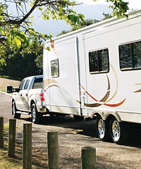 Truck pulling trailer