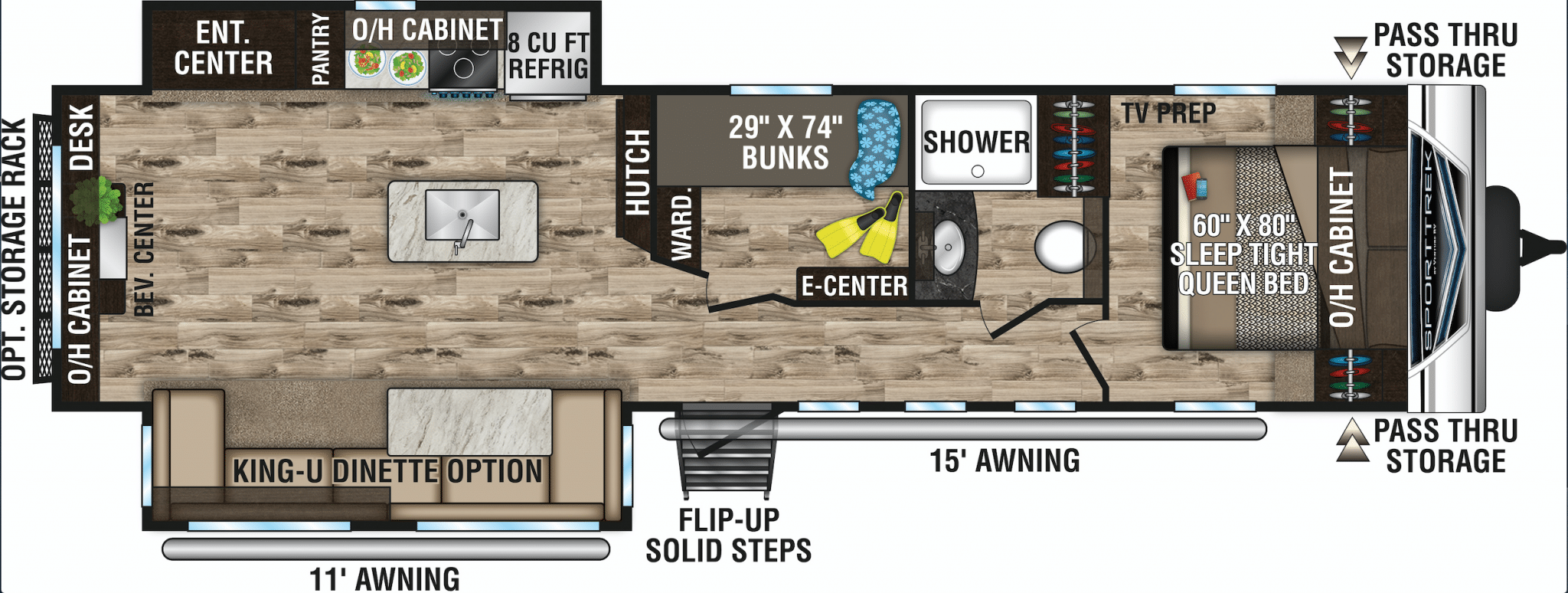 Floorplan for Venture RV SportTrek ST342VMB travel trailer