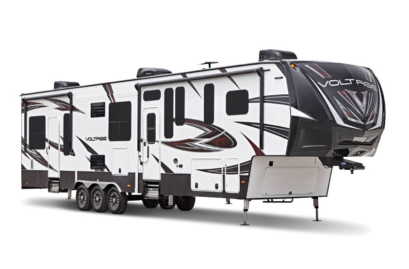 Dutchmen Voltage Epic white and black fifth wheel