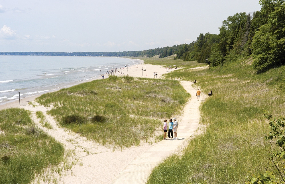 Whitefish Dunes day-use state park is  located on the eastern Door County Peninsula.