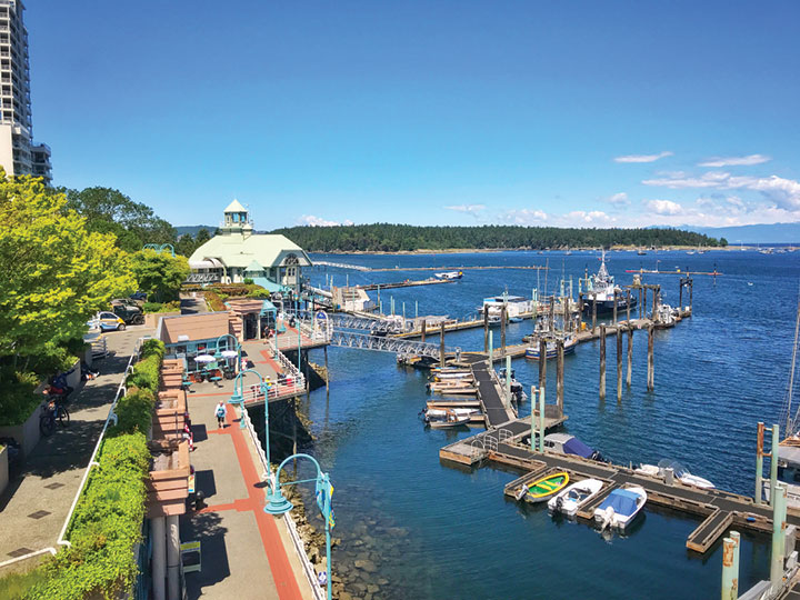 A walkway hugs Nanaimo's waterfront