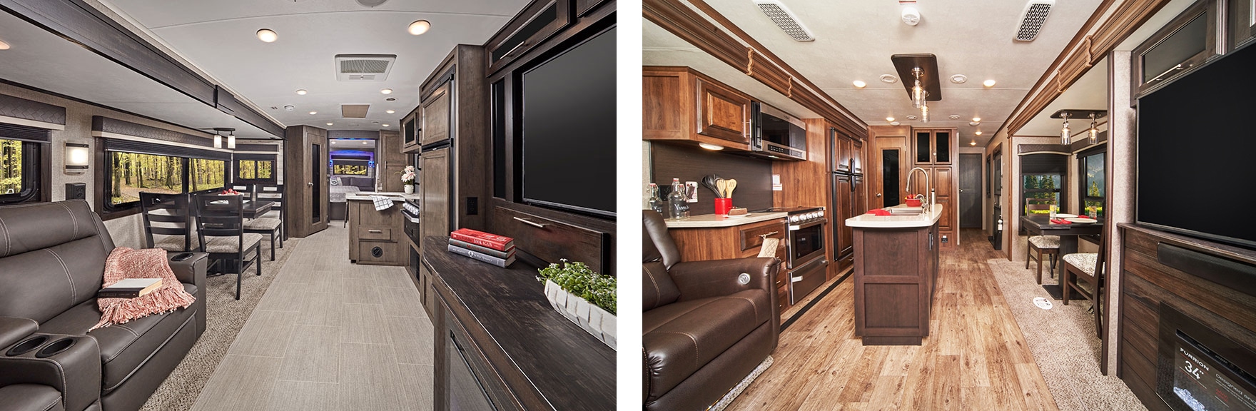 Interior views of Jayco Whitehawk and Eagle RVs