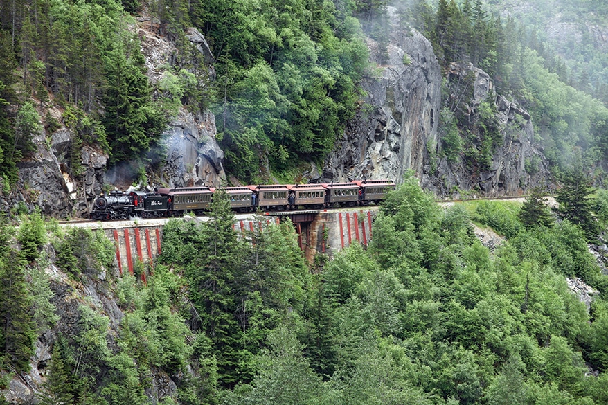 The WP&YR narrow-gauge railroad was built during the Klondike Gold Rush of 1898. 