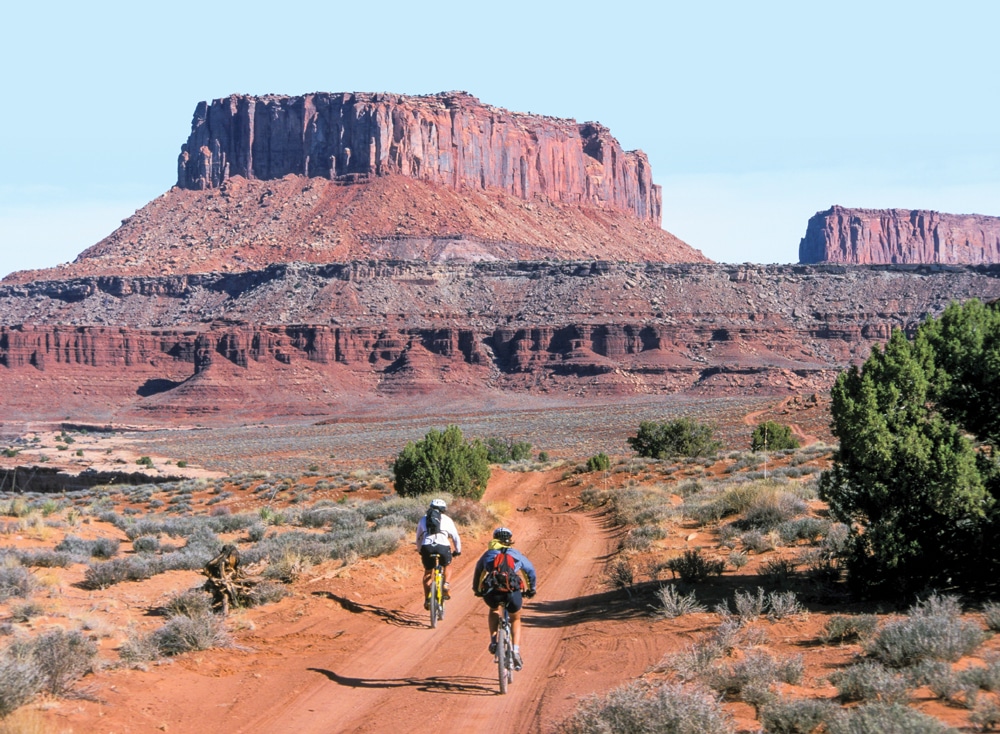 White Rim Road is the most famous ride in Canyonlands. Bikes must remain on designated roads, as there are no single-track trails in the park.