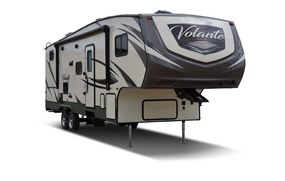 CrossRoads Volante beige and brown fifth wheel
