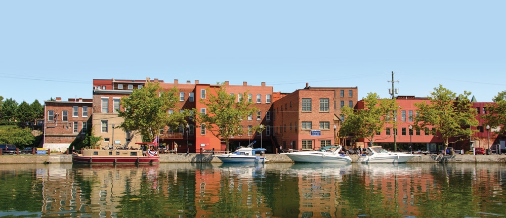 Pleasure boats tie up at the docks in Seneca Falls on the canal connecting two of New York’s Finger Lakes: Cayuga Lake and Seneca Lake (pictured).