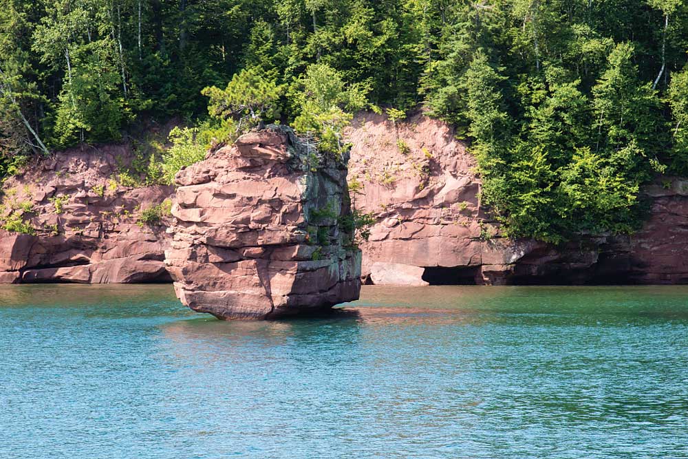 The Apostle Islands feature multicolored limestone-carved caves and rock formations.
