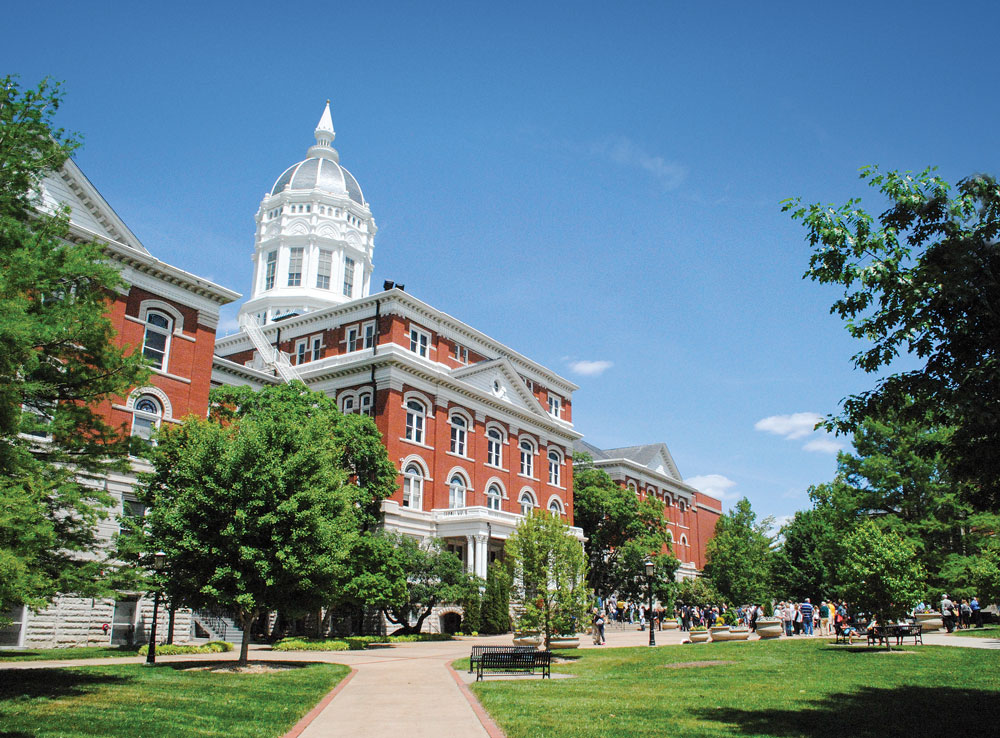 Majestic Jesse Hall is Mizzou’s administration building, built in 1893 after Academic Hall burned and left its six columns as the campus landmark.
