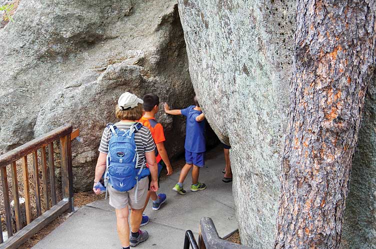Also in the Black Hills, we discover the “hidden” passageway in the rocks below Mount Rushmore where, thanks to the magic of a Hollywood blockbuster, we think the gold might be hidden.