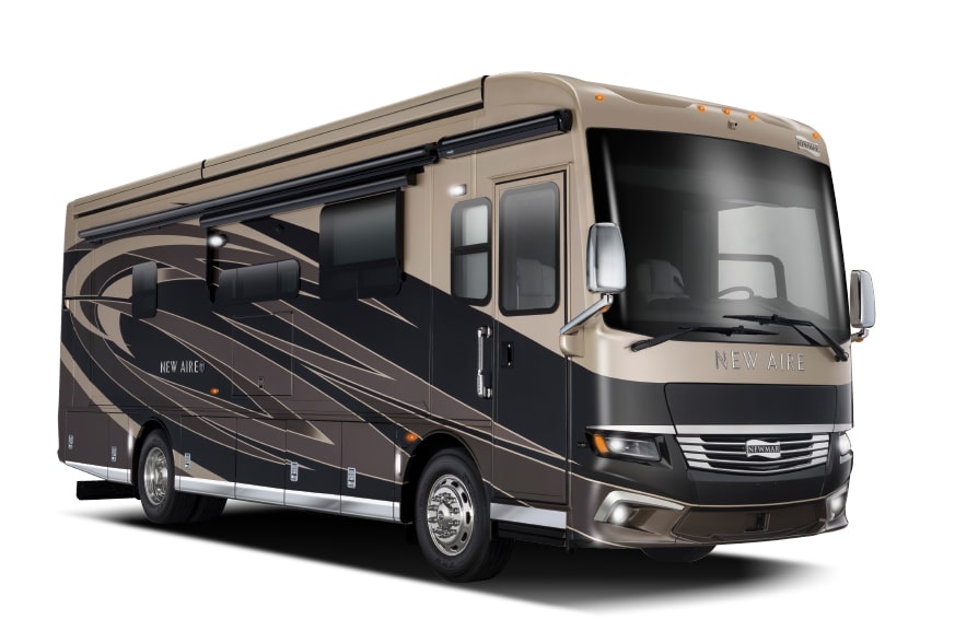 Brown, tan and light brown Newmar motorhome