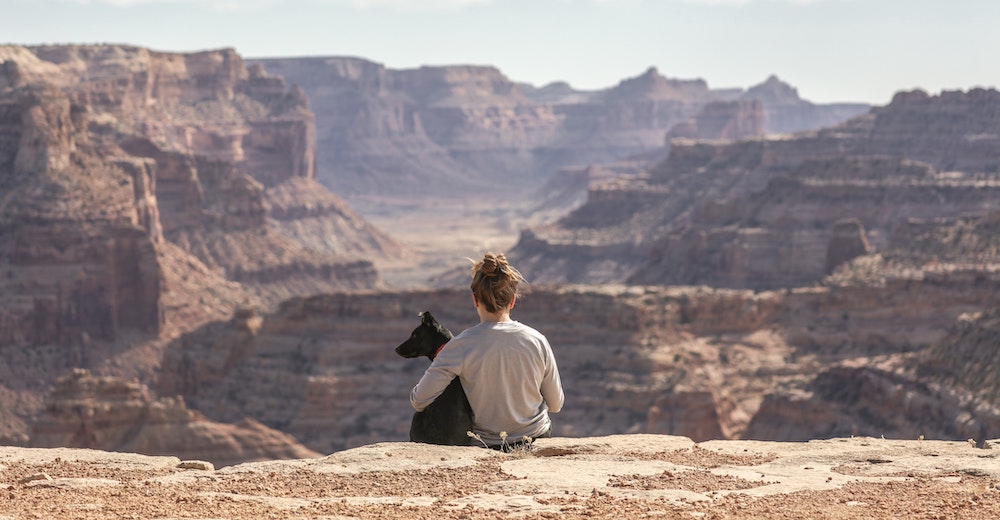 woman with her dog