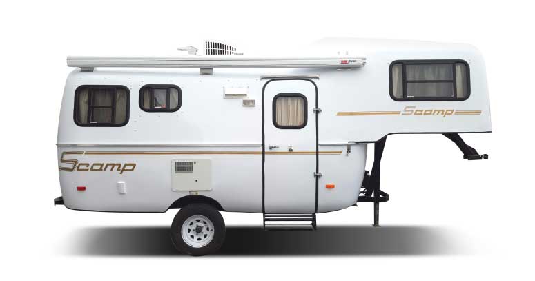 White Scamp travel trailer