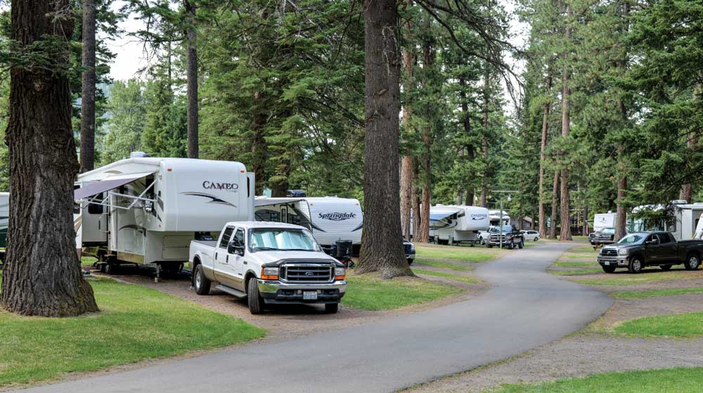 Parking under the pines is just one benefit of full-timing.