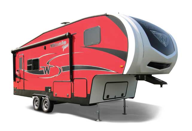 Red designed Winnebago travel trailer