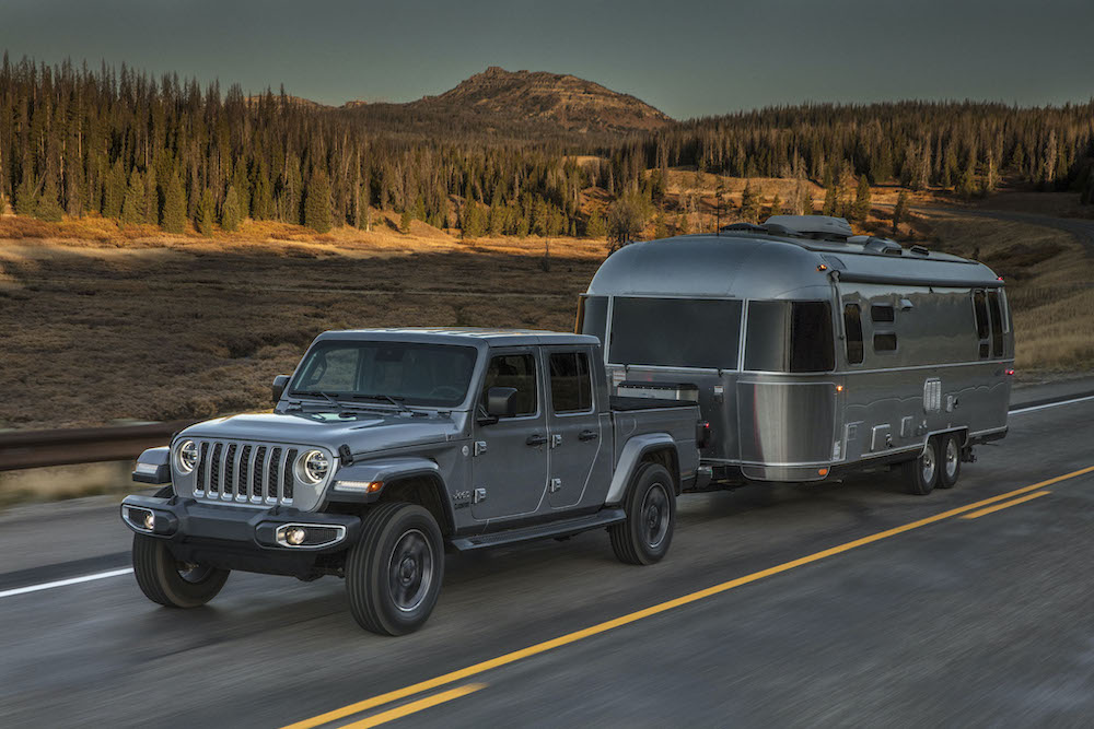 2020 Jeep® Gladiator Overland towing an airstream