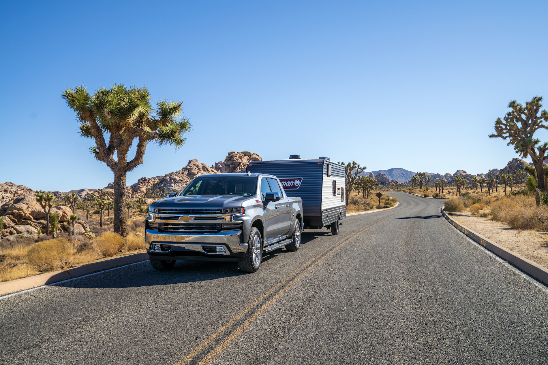 The Chevrolet Silverado towing a Coleman 17B