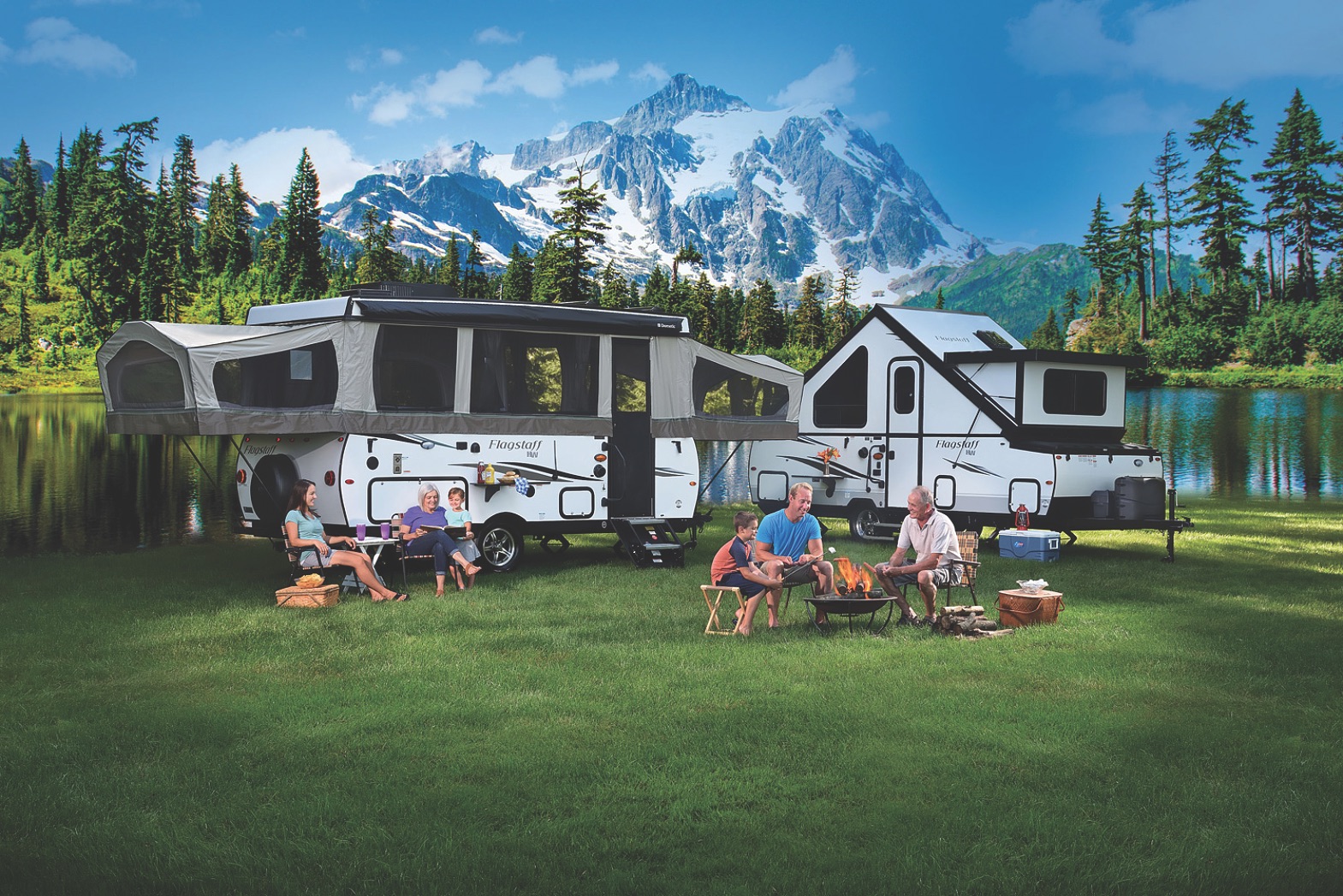 two expandable trailers or pop up campers