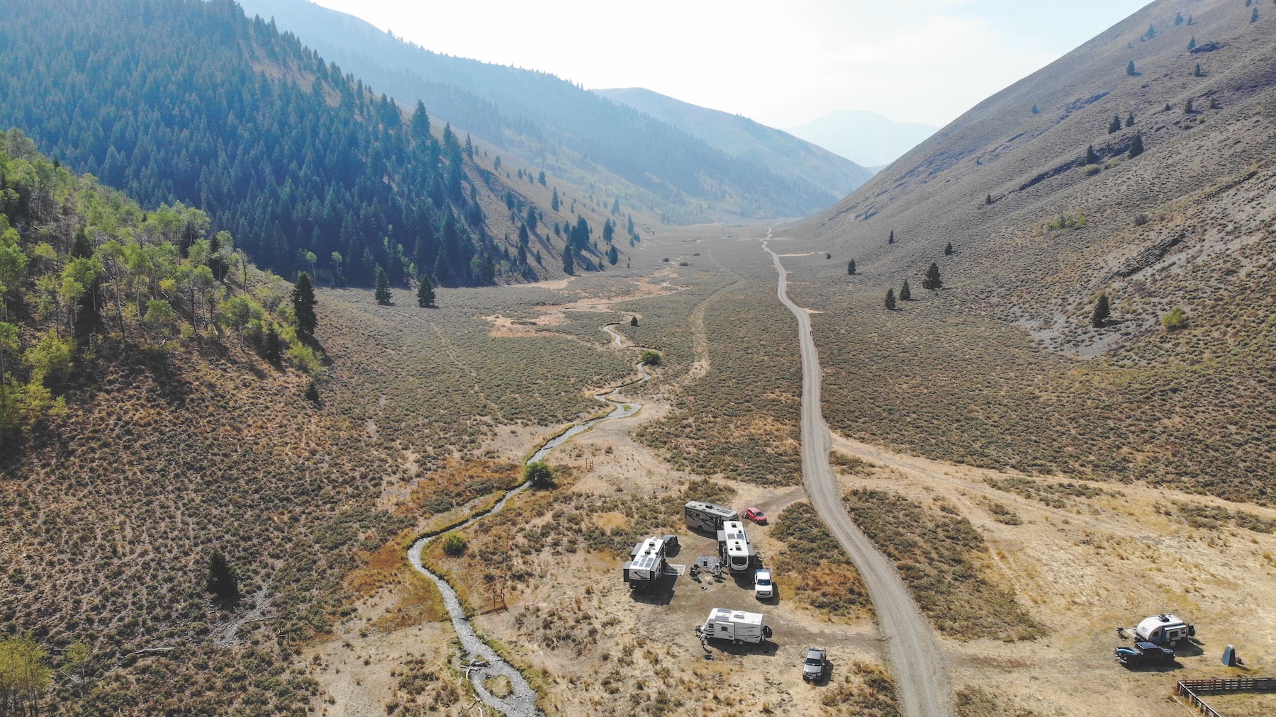 Aerial shot of Boondocking on BLM land.