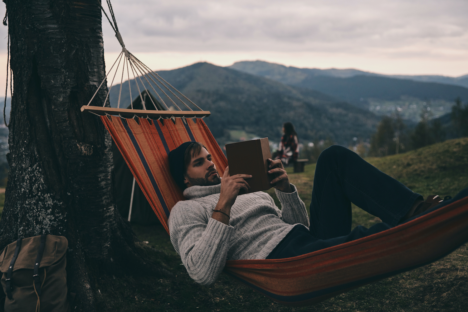 Reading in hammock