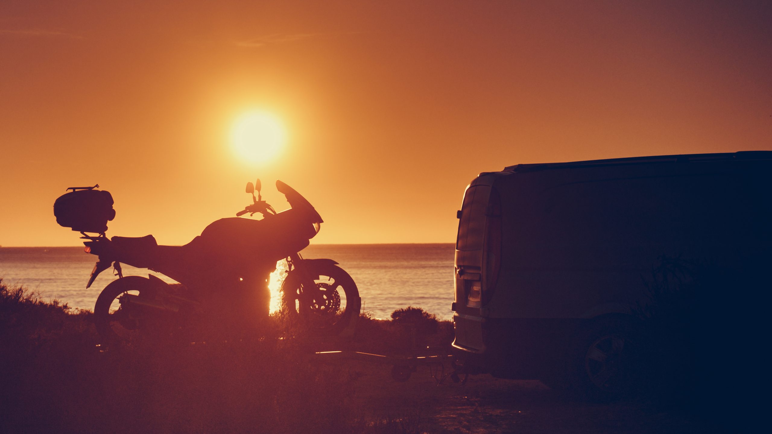 Motorcycle Camper Sunset