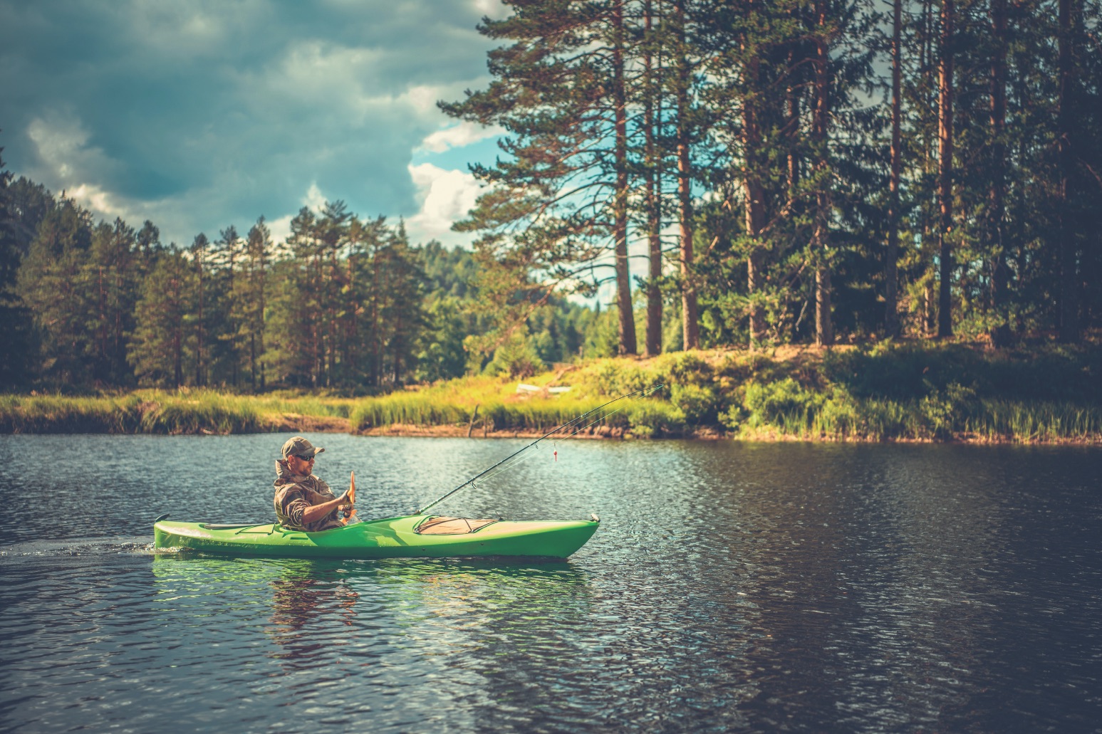 A Man Kayak Fishing