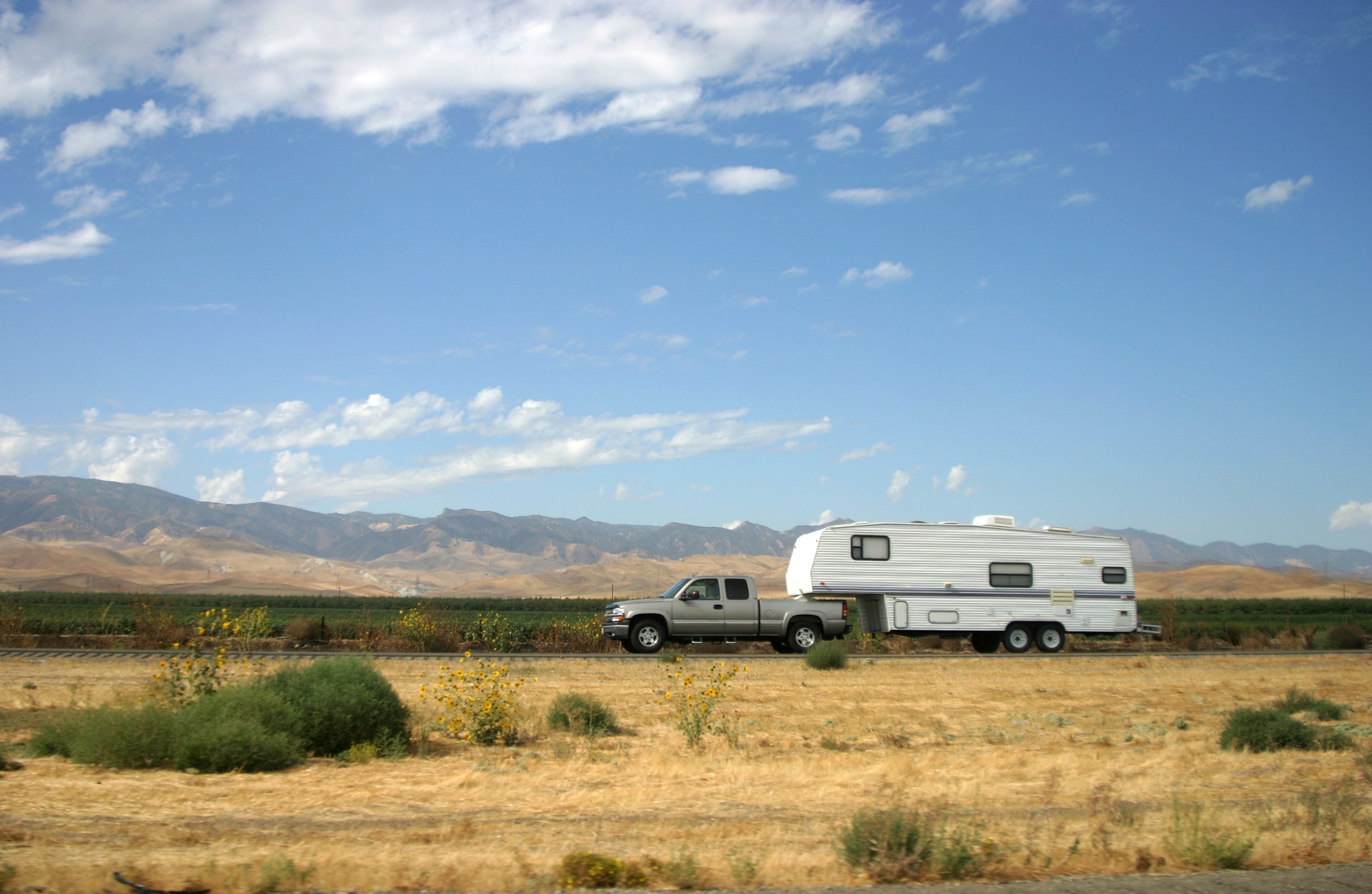 Truck Towing Trailer