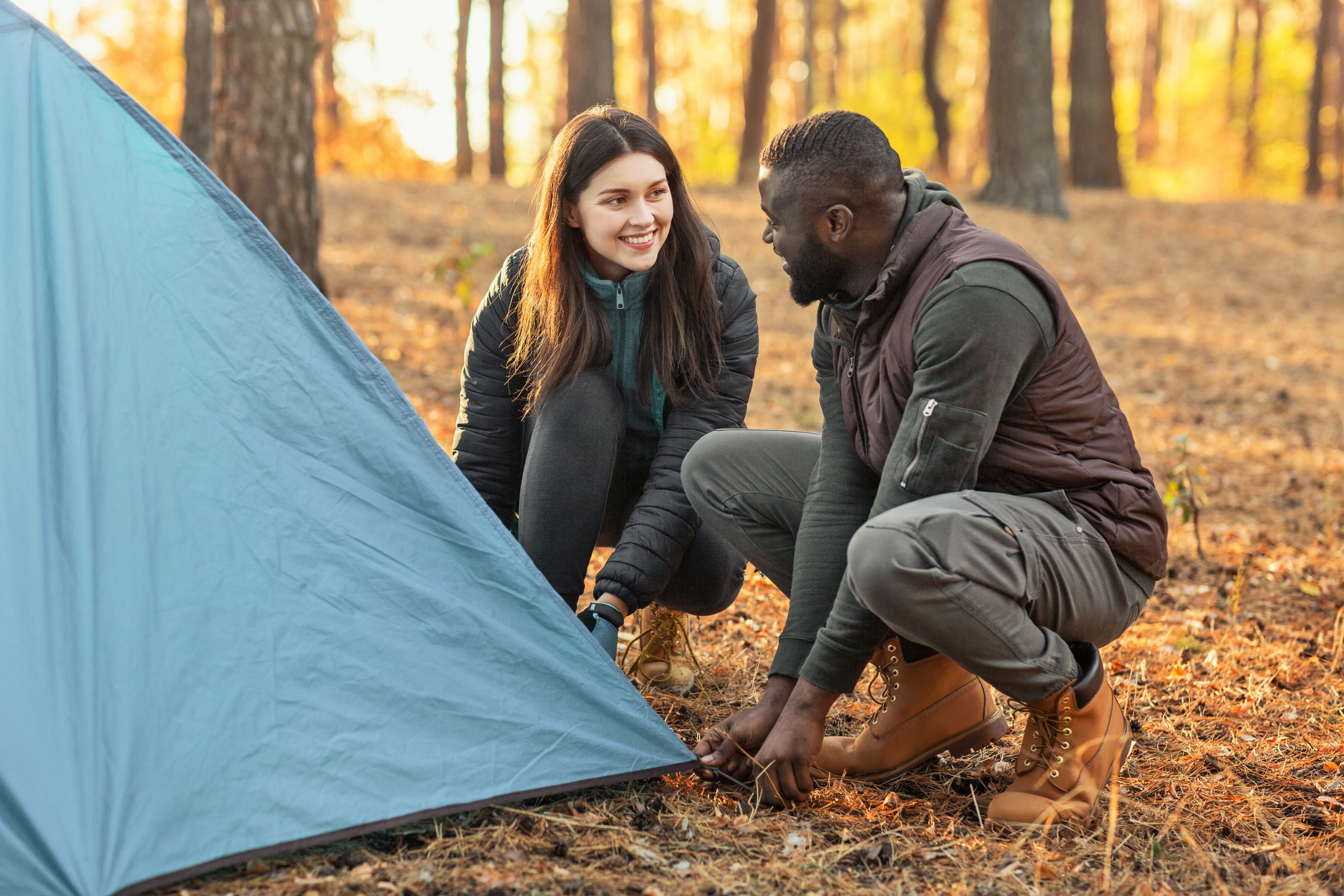 Pitching Tent at Campground