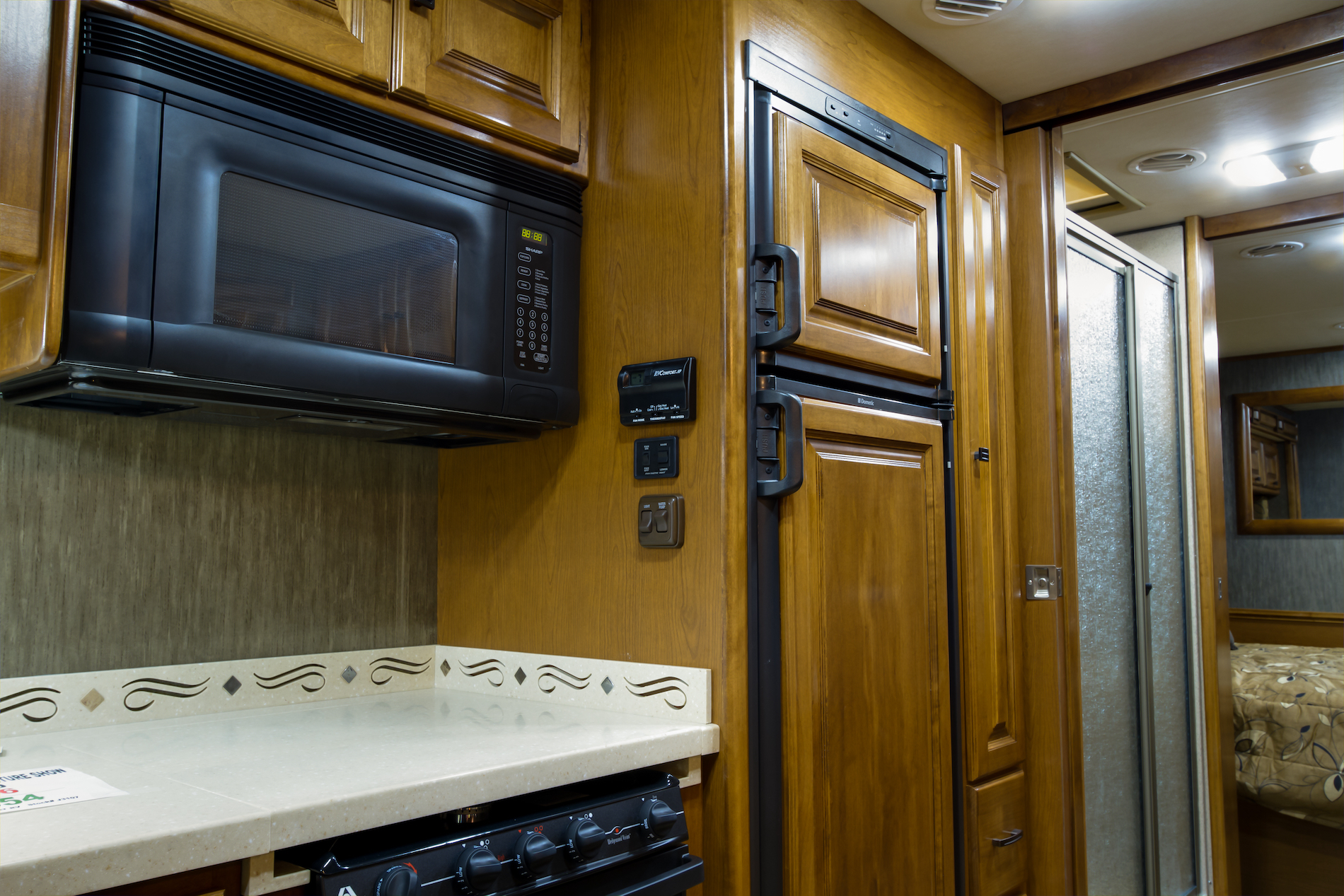 RV kitchen cabinets and countertop