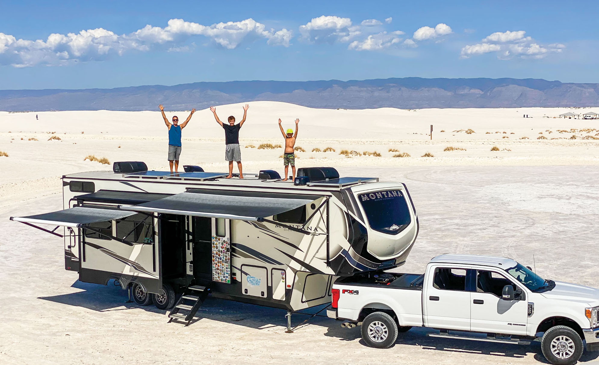 Crazy Family Adventure on top of their RV