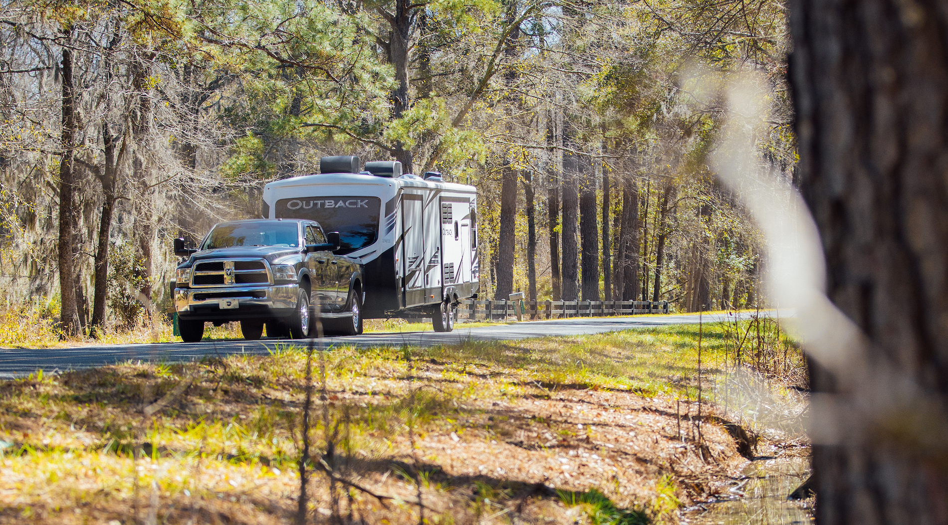 An RV being towed