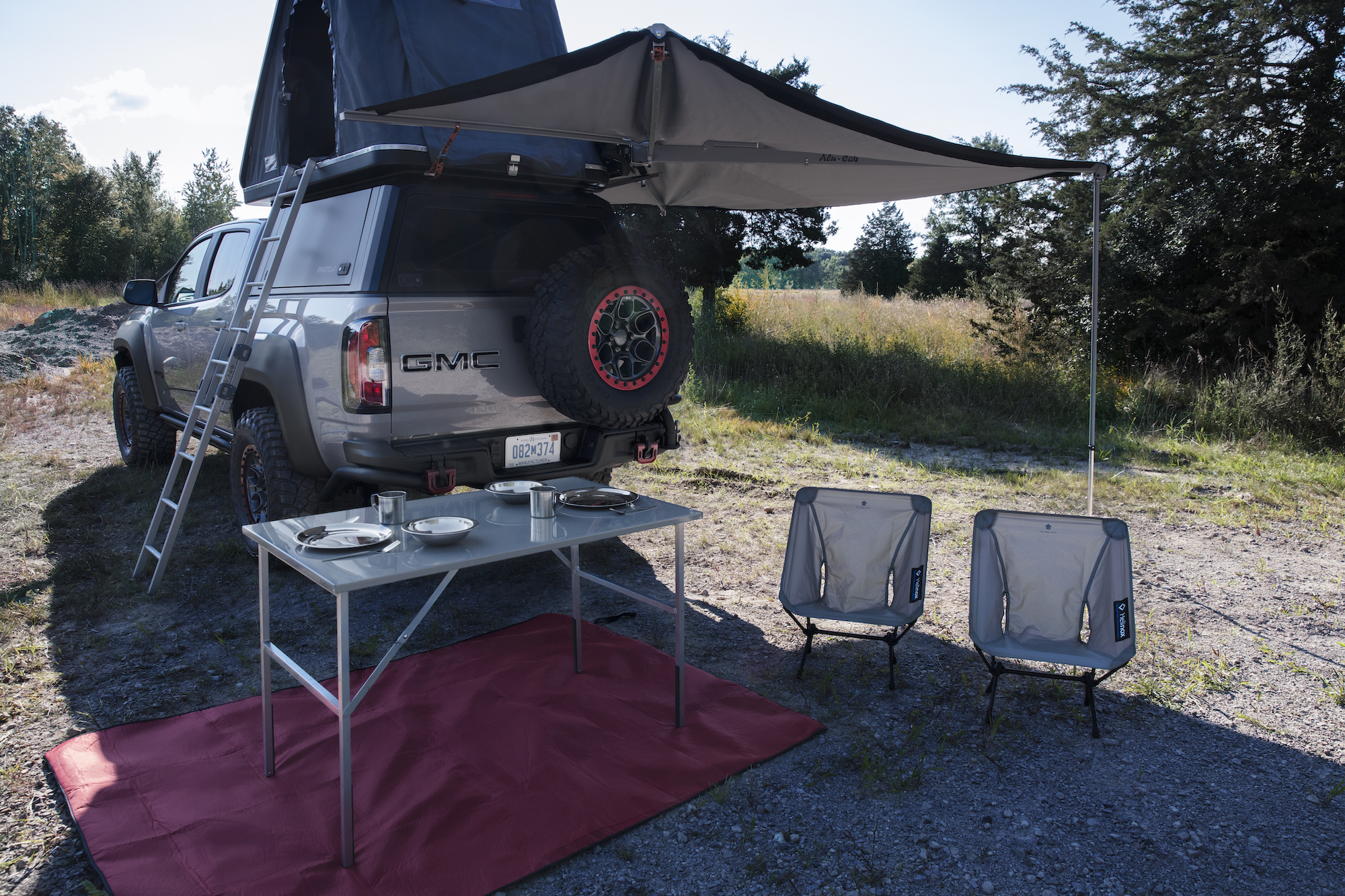 GMC Canyon AT4 OVRLANDX setup at camp