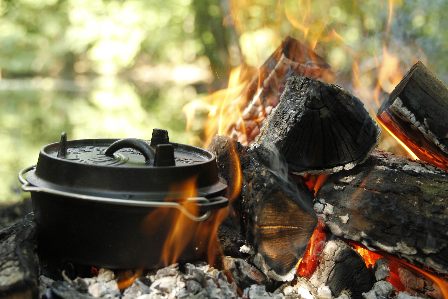 Dutch Oven on coals outdoor cooking fire nature campfire