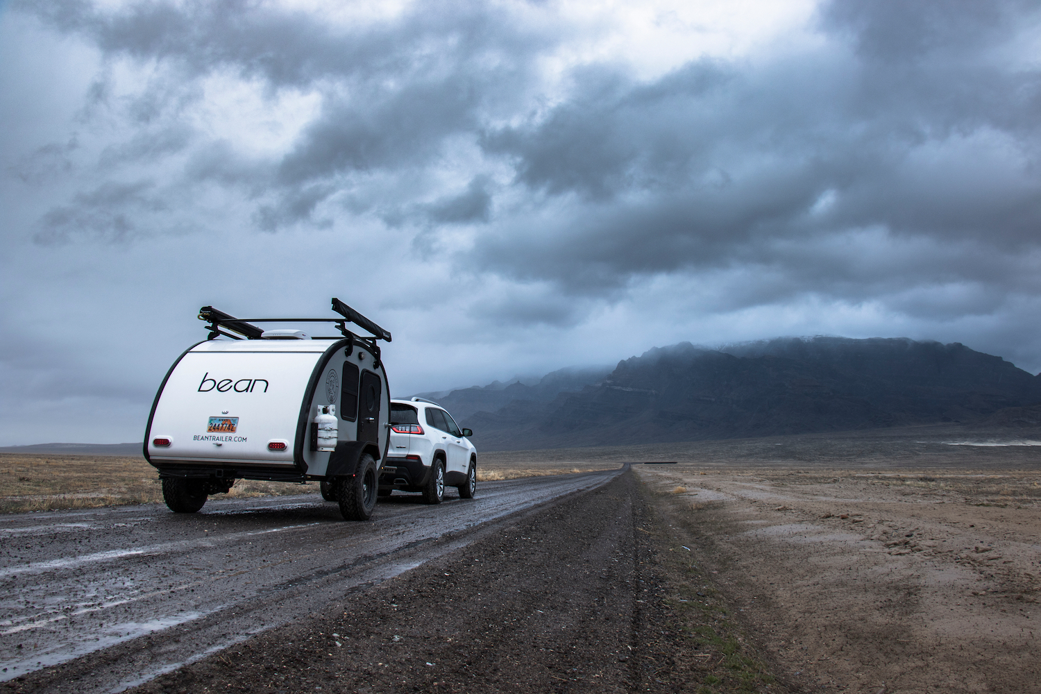 DESERET, UTAH / UNITED STATES - March 5, 2019: Storm Chasing with a Teardrop Trailer