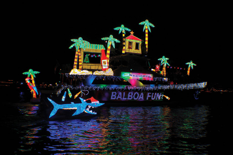 Newport Beach Boat Holiday Lights