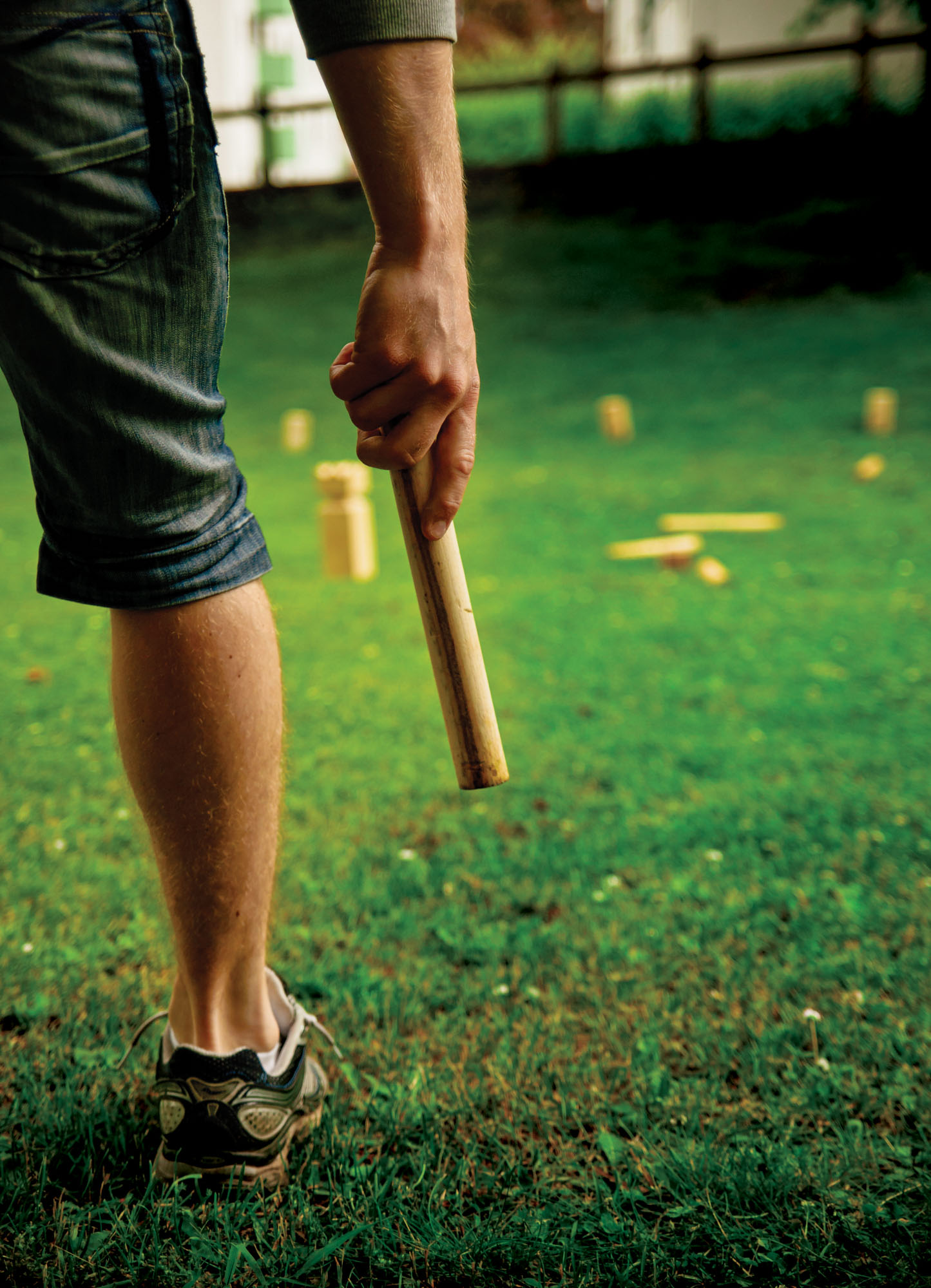 Playing Kubb at Campground